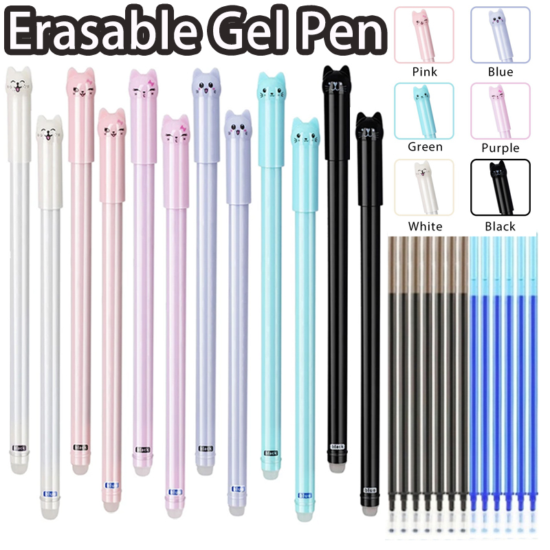 Gel Ink Pen Set - 6/12Pcs/Set 0.5mm New Creative Cat Erasable