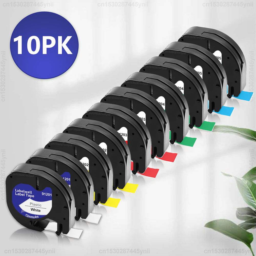 Label Printer Tape - 3PK/10PK 91201 Compatible Dymo Letratag Label