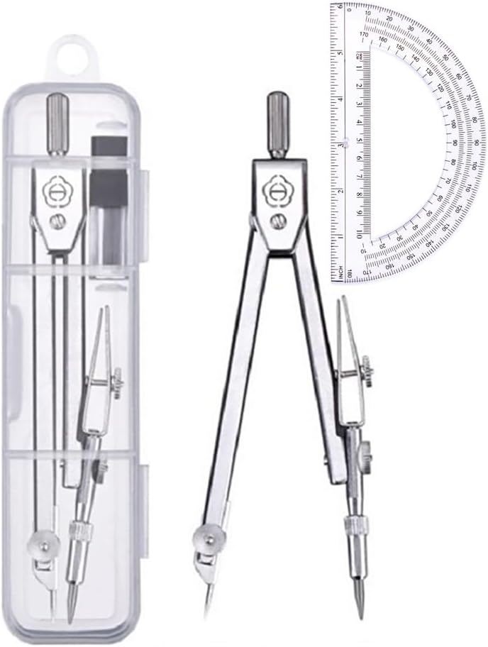 Compass Geometry Set - Protractor and Compass Set, Geometry Tools