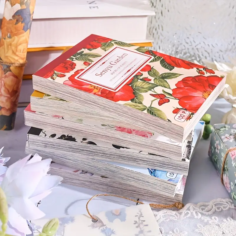 Cardstock Paper Pack - 100pcs Vintage Colorful Rose Flower Pattern