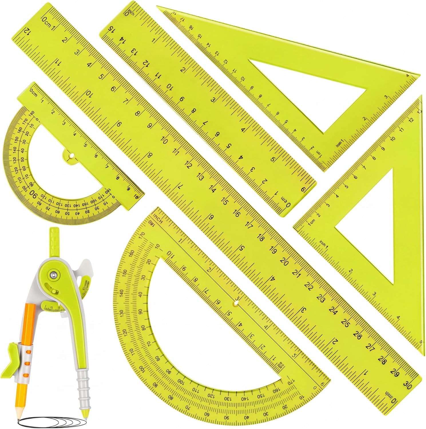 Compass Geometry Set - 7 Pcs Geometry Math Set with