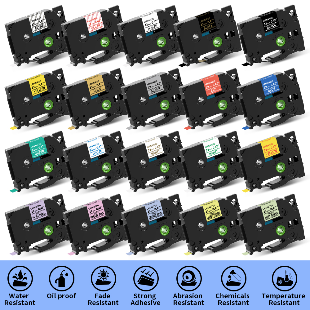 Label Printer Tape - 6/9/12/18/24mm for Brother Tape 12mm Compatible