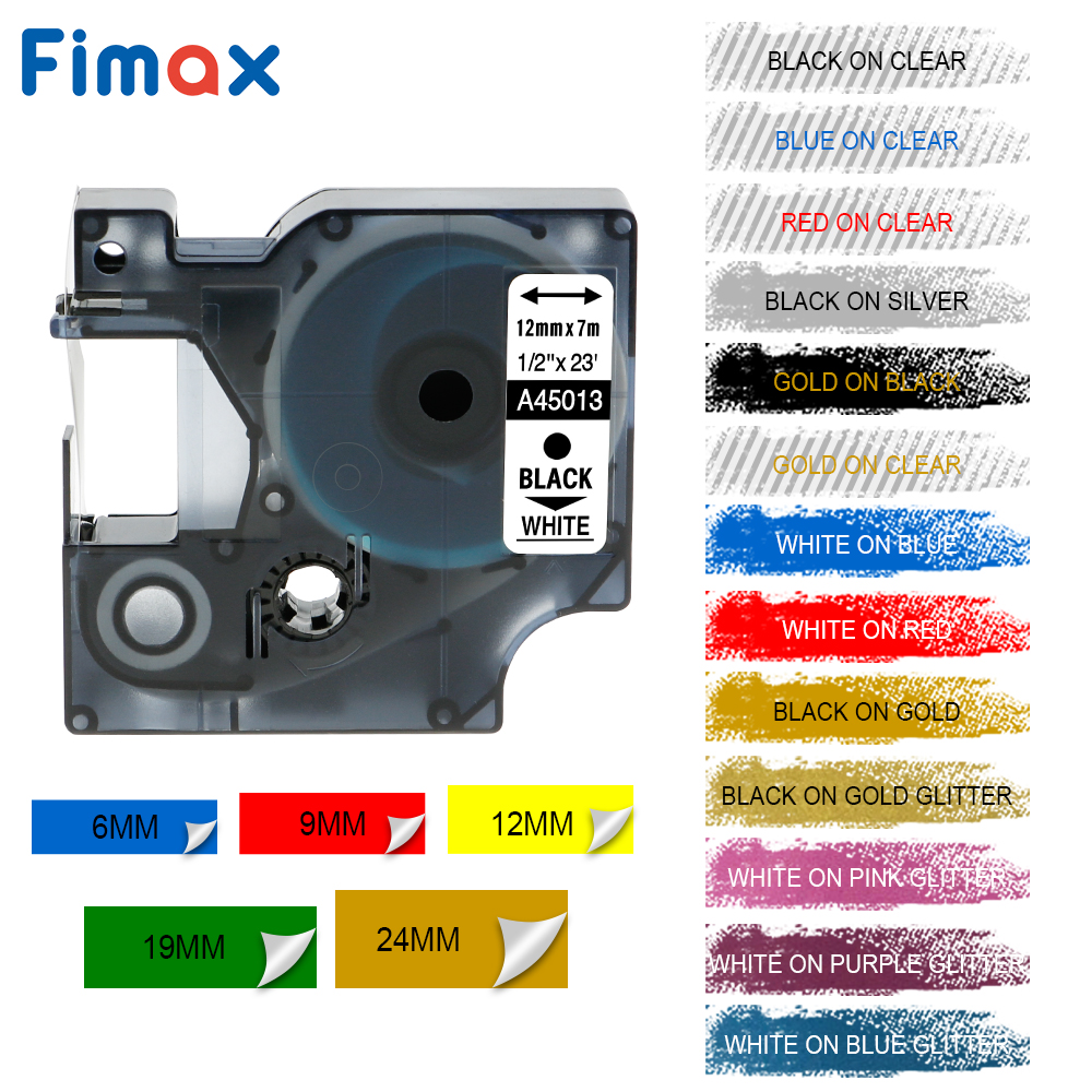 Label Printer Tape - 6/9/12/19/24mm*7m Compatible for Dymo 45013 40913