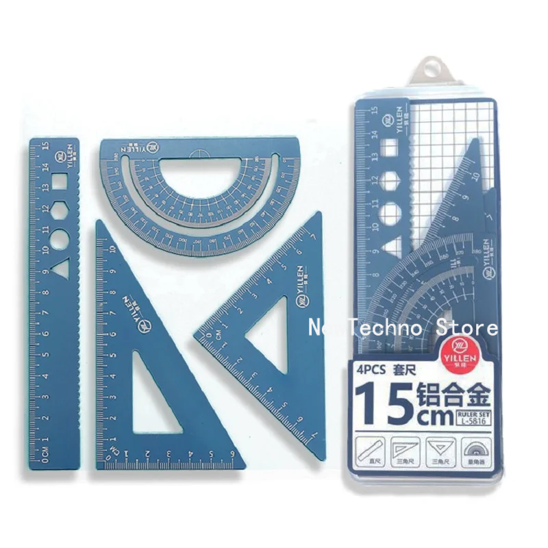 4Pcs/Set Aluminium Ruler Set M - Compass Geometry Set recension och pris