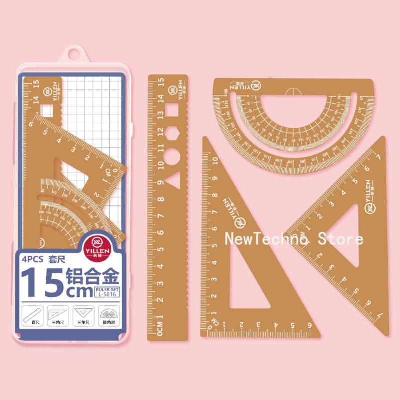 4Pcs/Set Aluminium Ruler Set M - Compass Geometry Set recension och pris