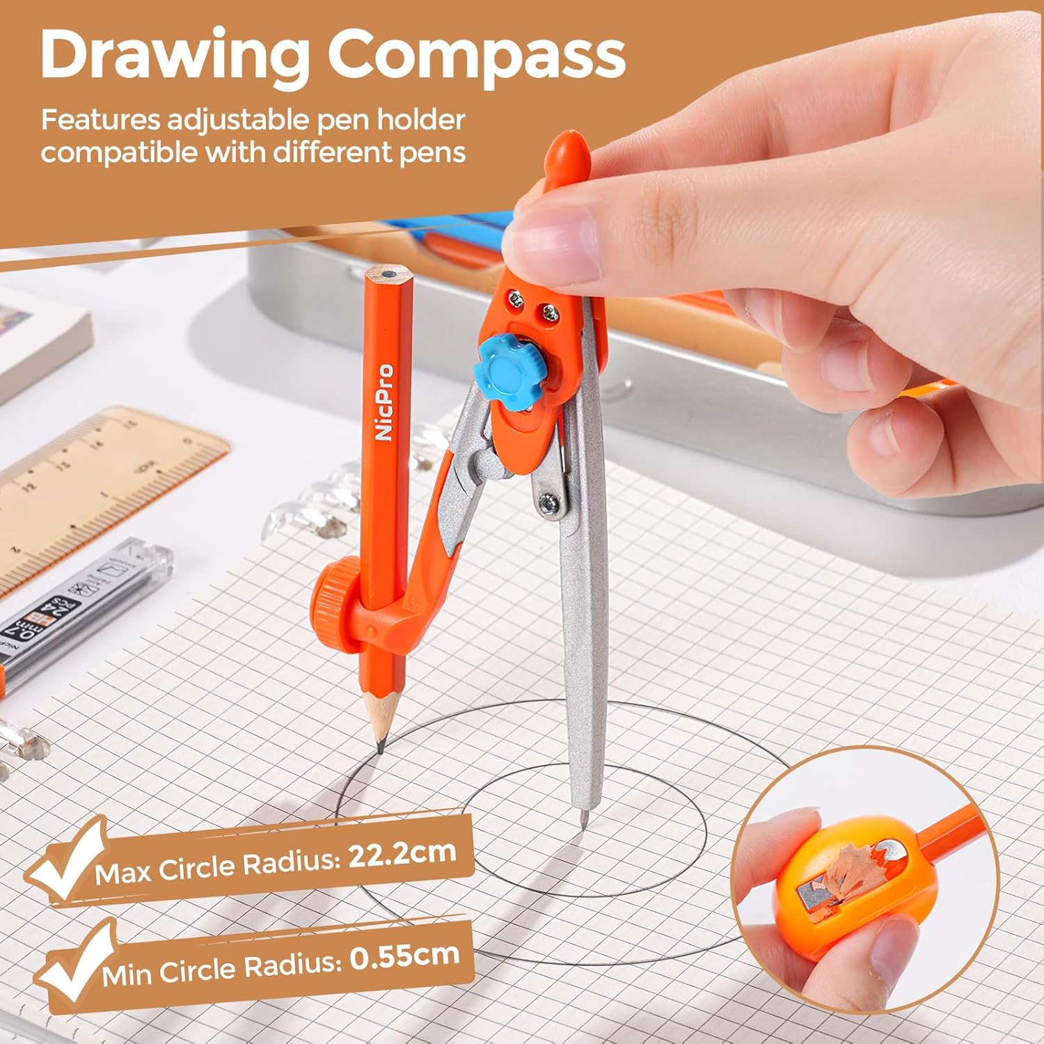 17 PCS Geometry Set for Studen - Compass Geometry Set recension och pris