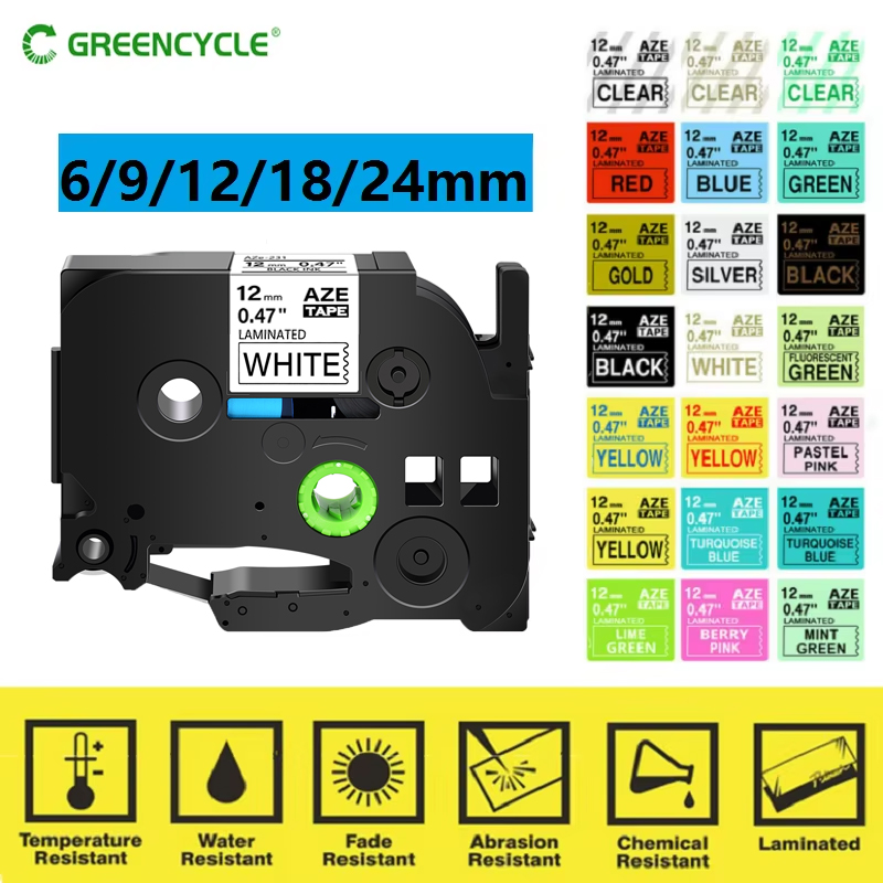 GREENCYCLE 1Pcs 6mm/9mm/12mm 2 - Label Printer Tape recension och pris