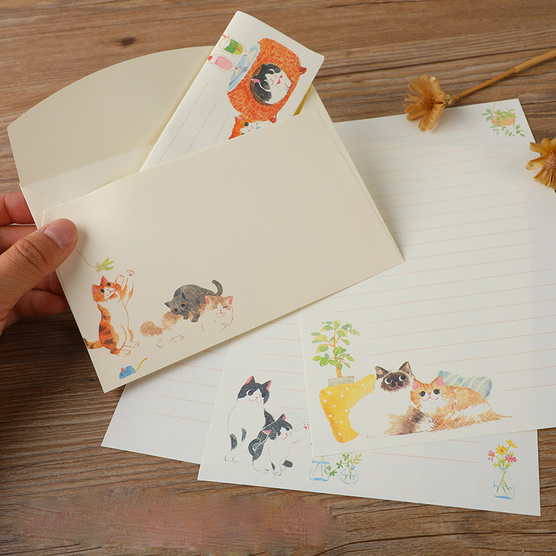 10Pcs Cartoon Cat Envelopes St - Letter Envelope Kraft recension och pris