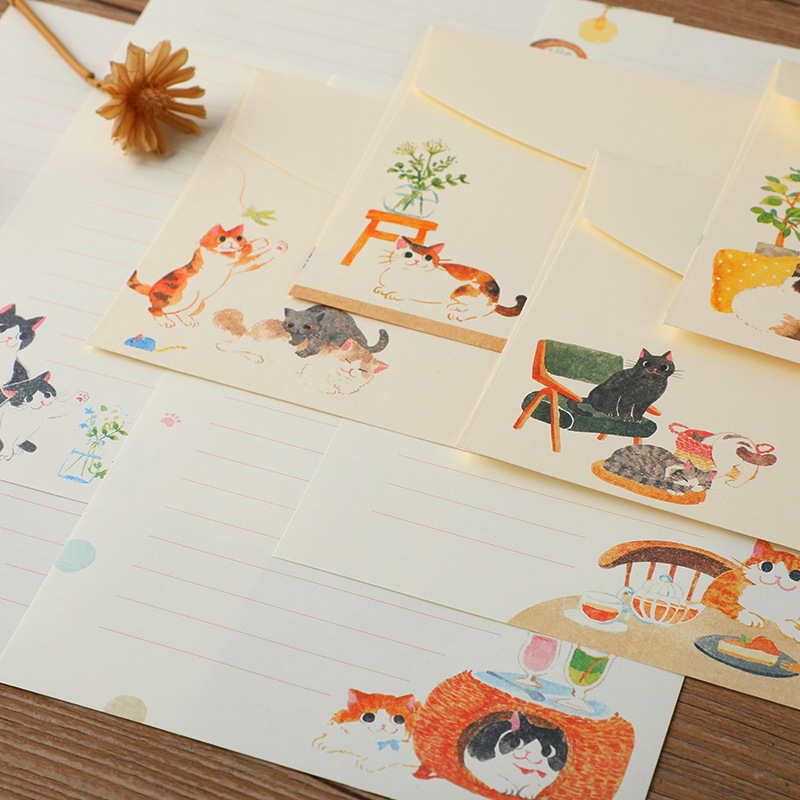 10Pcs Cartoon Cat Envelopes St - Letter Envelope Kraft recension och pris