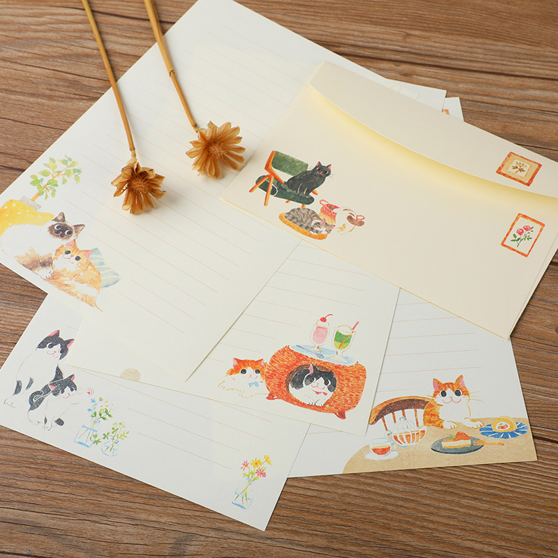 10Pcs Cartoon Cat Envelopes St - Letter Envelope Kraft recension och pris
