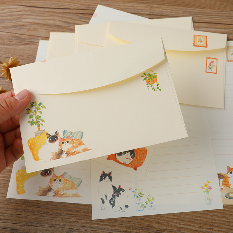 10Pcs Cartoon Cat Envelopes St - Letter Envelope Kraft recension och pris