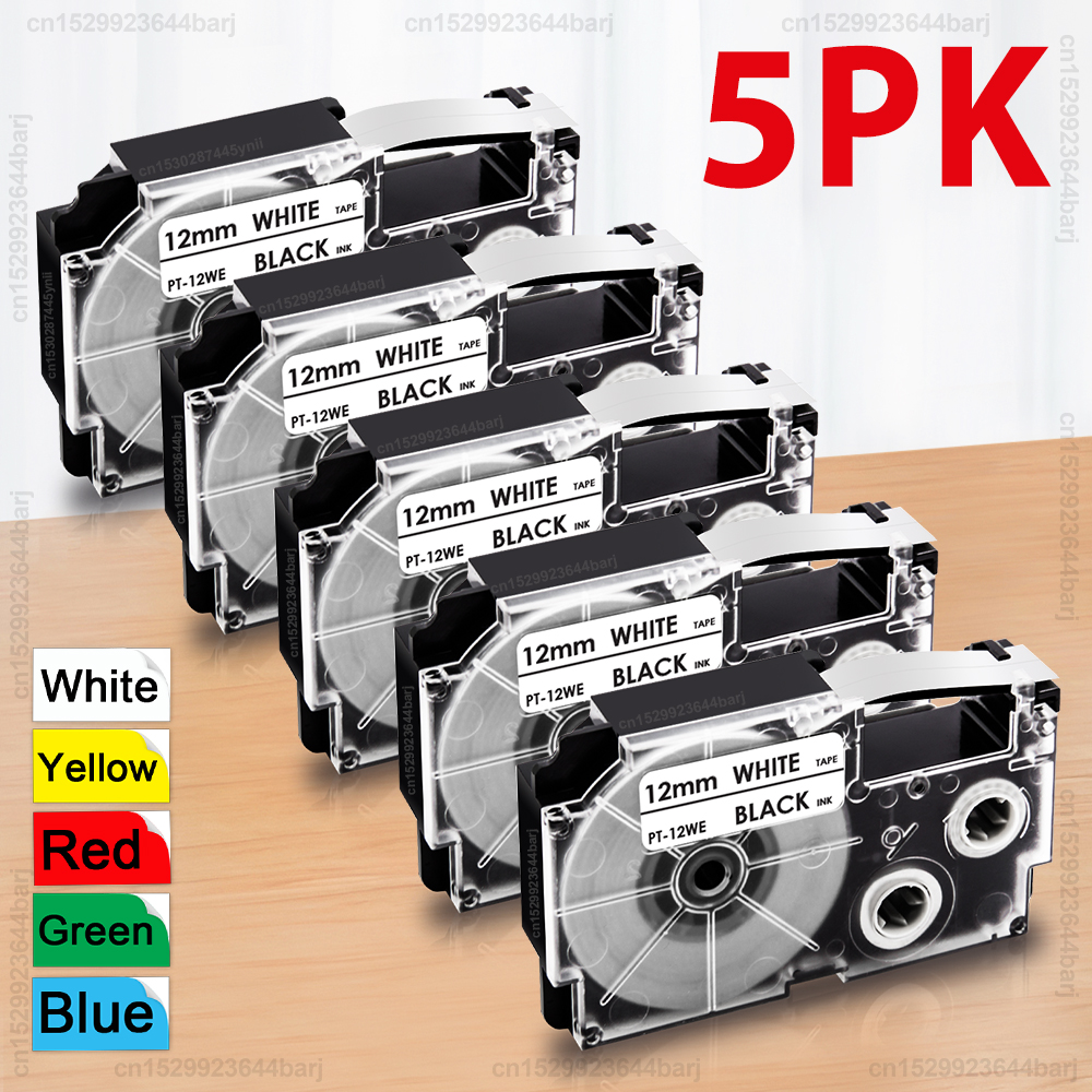 2/5Pcs XR12WE XR9WE Black on W - Label Printer Tape recension och pris